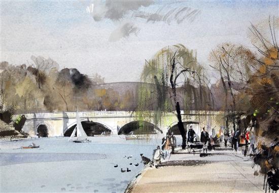 § Rowland Hilder (1905-1993) View of Hyde Park, 12 x 18.5in.